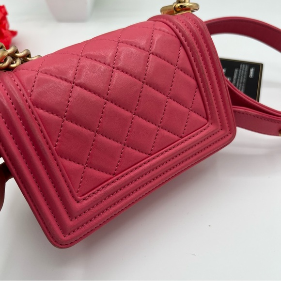 Chanel boy mini shoulder bag ❤️pink lambskin - Picture 4 of 11